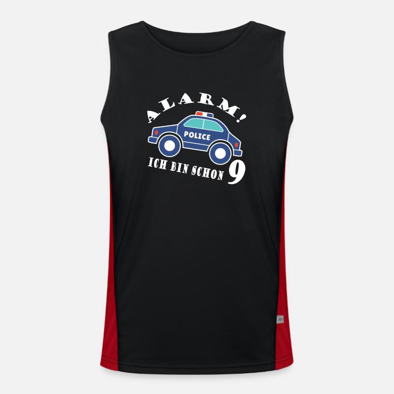 Alarm ich bin schon 9 Polizei Funktionelles Kontrast-Tank Top für Männer 