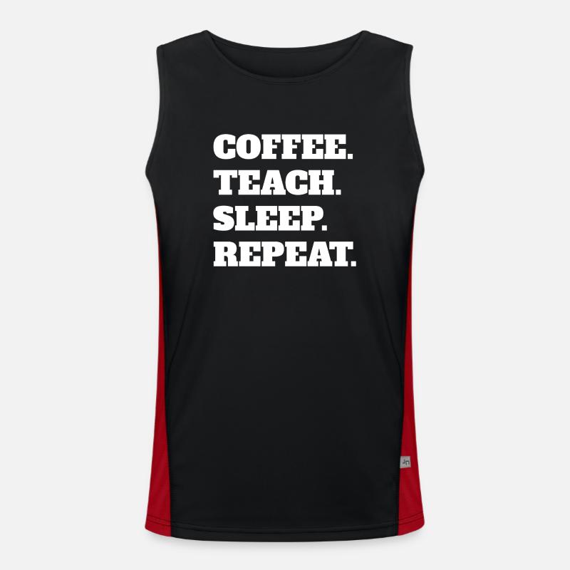 Lehrer Kaffee Lehrerin Kaffeetasse Schule Klasse Funktionelles Kontrast-Tank Top für Männer 