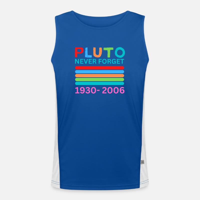 Pluto Never Forget Retro Space Science Pluto Desig Men's Functional Contrast Tank Top 