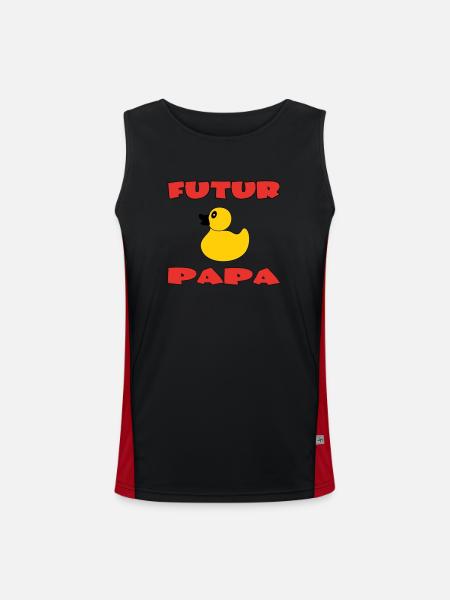 FUTURO PAPÀ - Canotta sportiva da uomo in contrasto cromatico  - nero/rosso