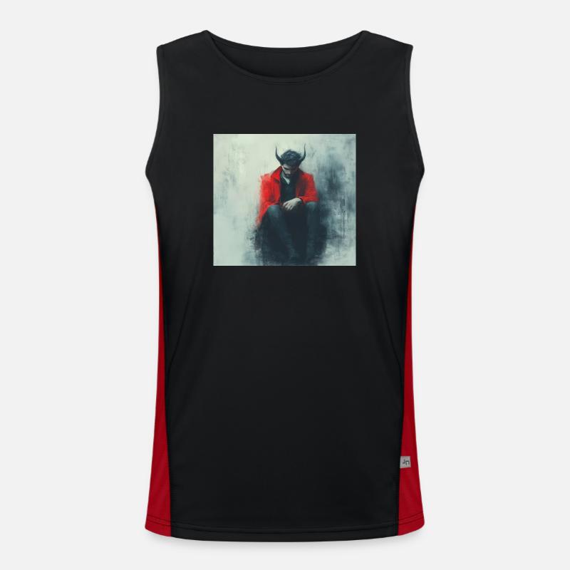 Devil - Men's Functional Contrast Tank Top  - black/red