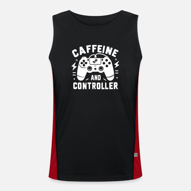 Caffeine and Controller - Men's Functional Contrast Tank Top  - black/red