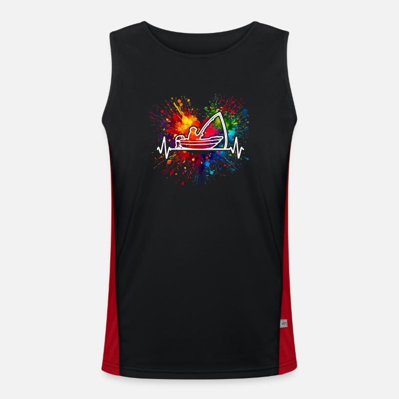 Fischer Herzschlag Farbspritzer Angler Funktionelles Kontrast-Tank Top für Männer 