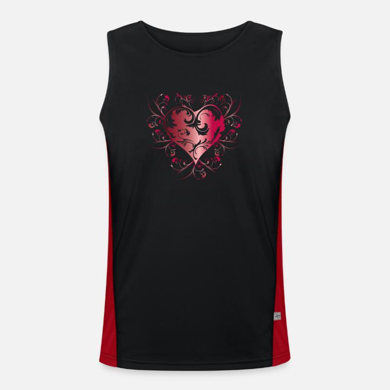 heart red Men's Functional Contrast Tank Top 