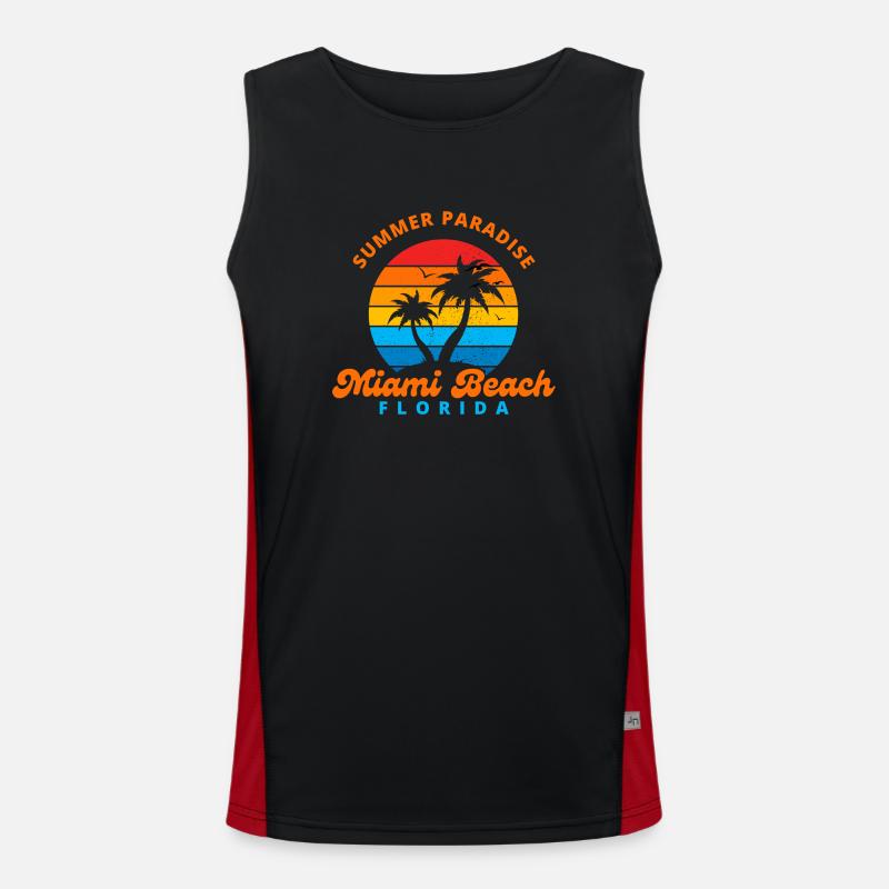 Sommerparadies Miami Beach Florida-Sunset-Palms Funktionelles Kontrast-Tank Top für Männer 