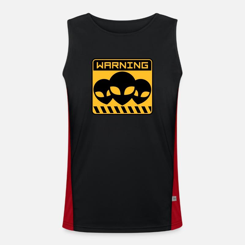 Warning Alien Design Schild Funktionelles Kontrast-Tank Top für Männer 