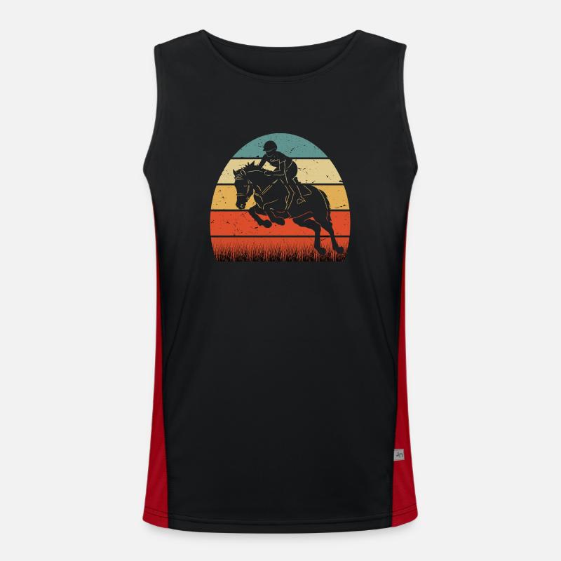 RETRO PFERDEDESIGN I REITEN Funktionelles Kontrast-Tank Top für Männer 