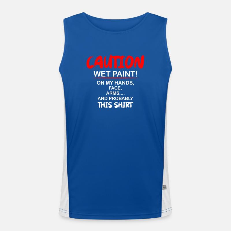 Caution Wet Paint! Professional Painter Job Funktionelles Kontrast-Tank Top für Männer 