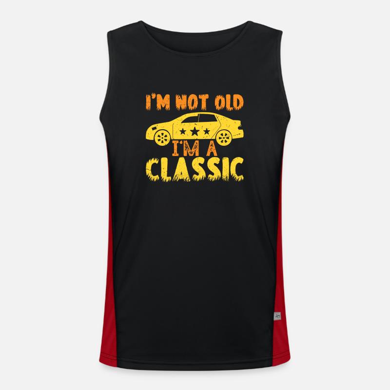 Ich bin nicht alt, ich bin ein klassisches Vintage-Muscle-Car-Geschenk Funktionelles Kontrast-Tank Top für Männer 