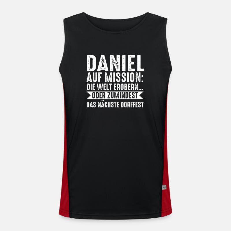 First name Daniel - Men's Functional Contrast Tank Top - black/red
