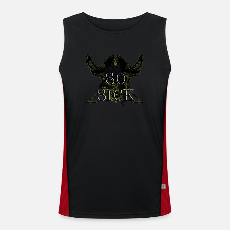 Pirate Skull So Sick Men's Functional Contrast Tank Top 
