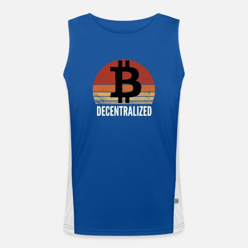 Bitcoin BTC Decentralized crypto Vintage Sunset Débardeur respirant contrasté Homme 