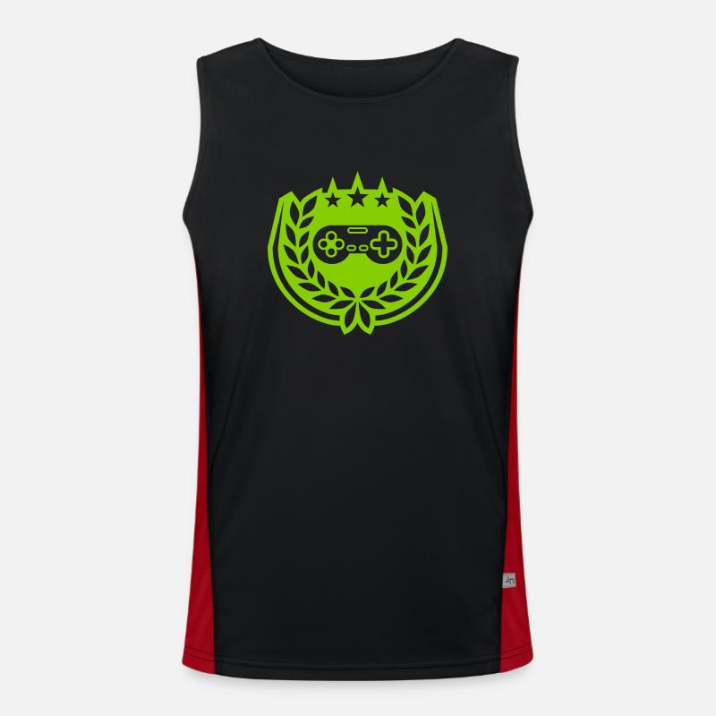 Retro Controller Stars Laurel Wreath - Men's Functional Contrast Tank Top  - black/red
