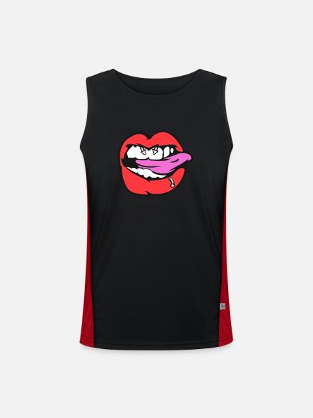 Brustwarzenpiercing - Funktionelles Kontrast-Tank Top für Männer  - Schwarz/Rot - Vorne