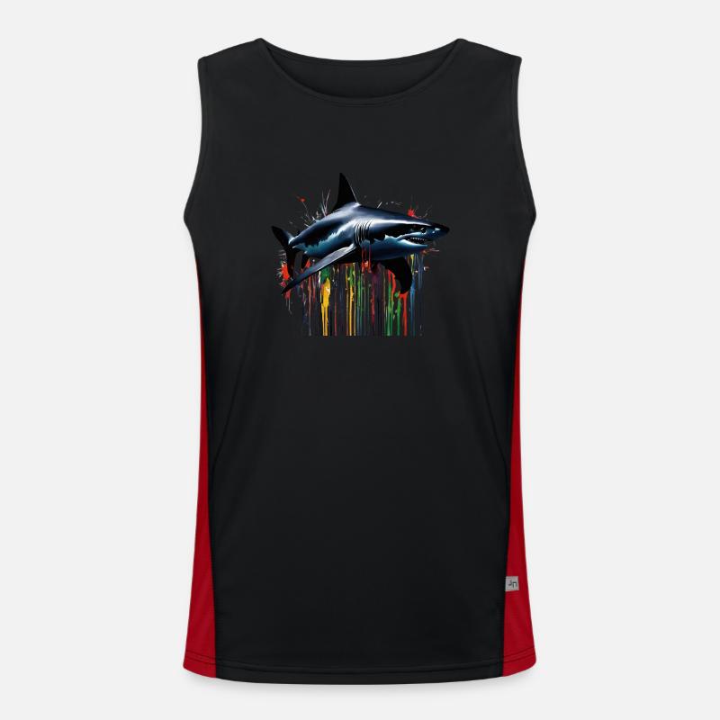 Bunter Hai paint Art Funktionelles Kontrast-Tank Top für Männer 
