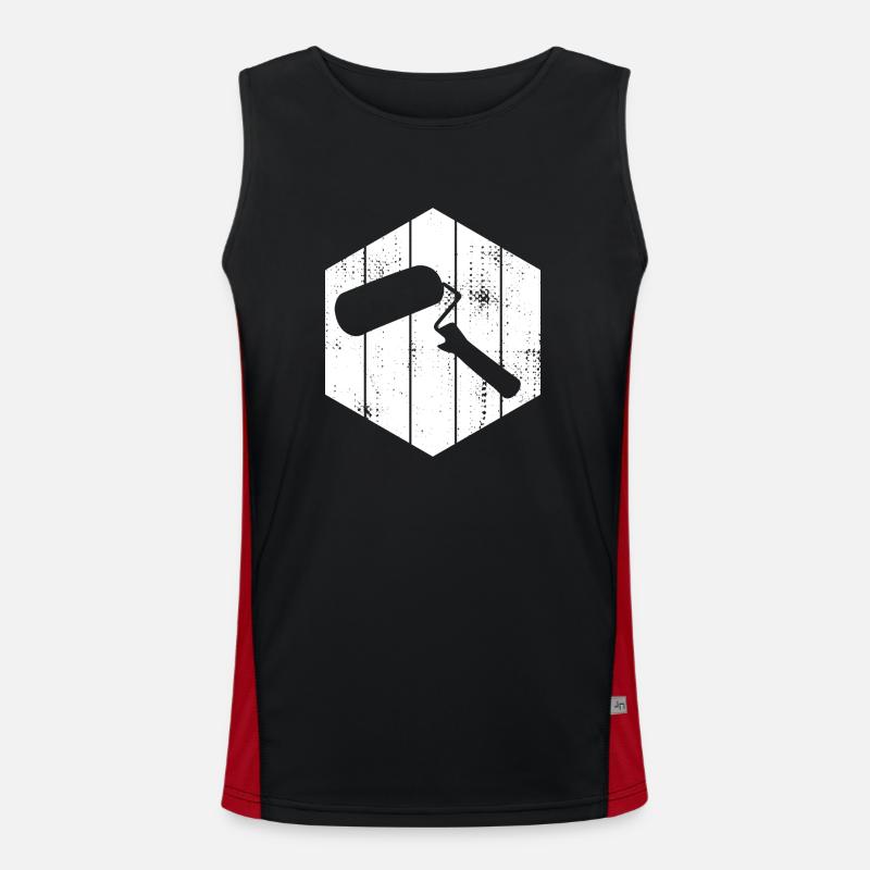 Paint Roller Sketch - Men's Functional Contrast Tank Top  - black/red