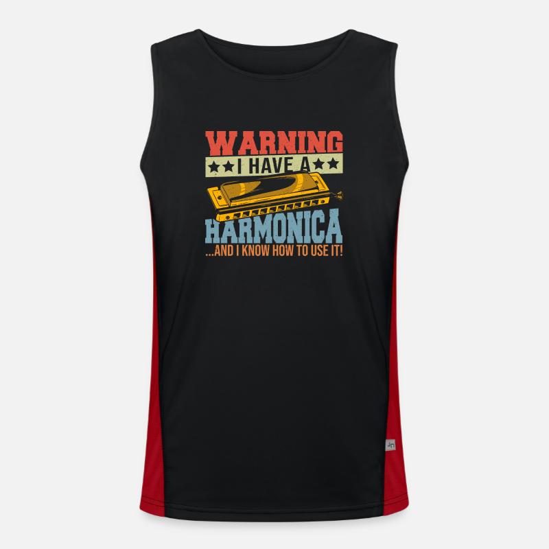 Playing Harmonica Gift Men's Functional Contrast Tank Top 