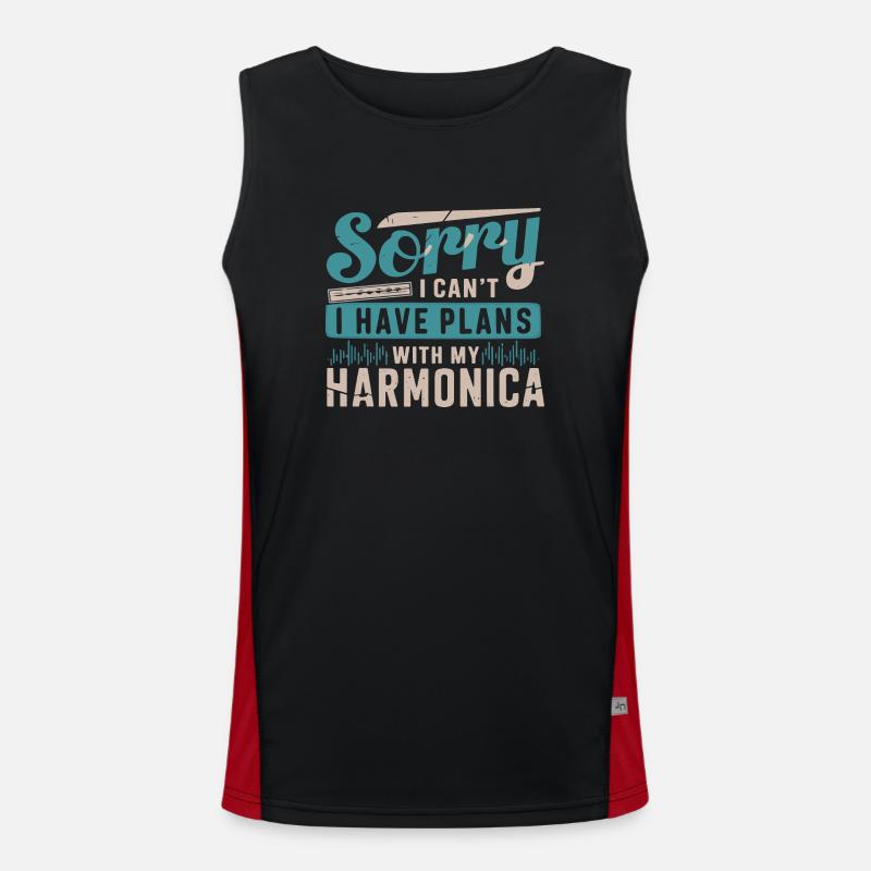 Harmonica Playing Gift Men's Functional Contrast Tank Top 