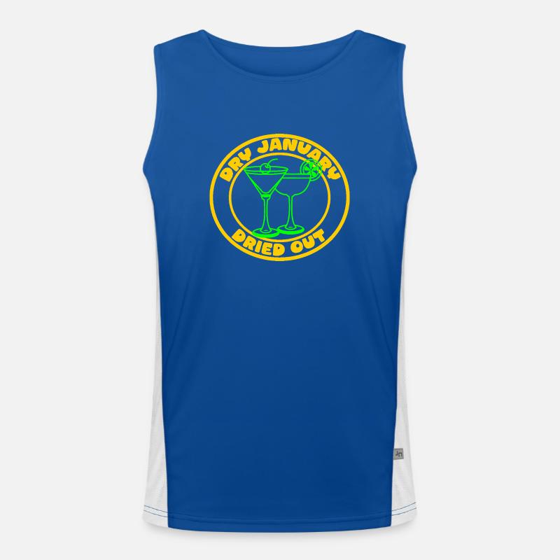 Funny Dry January Drinking Sarcastic Bar Humor Men's Functional Contrast Tank Top 