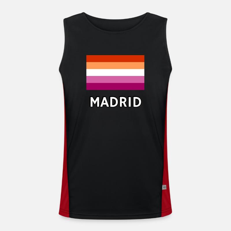 Drapeau de la fierté lesbienne Madrid Débardeur respirant contrasté Homme 