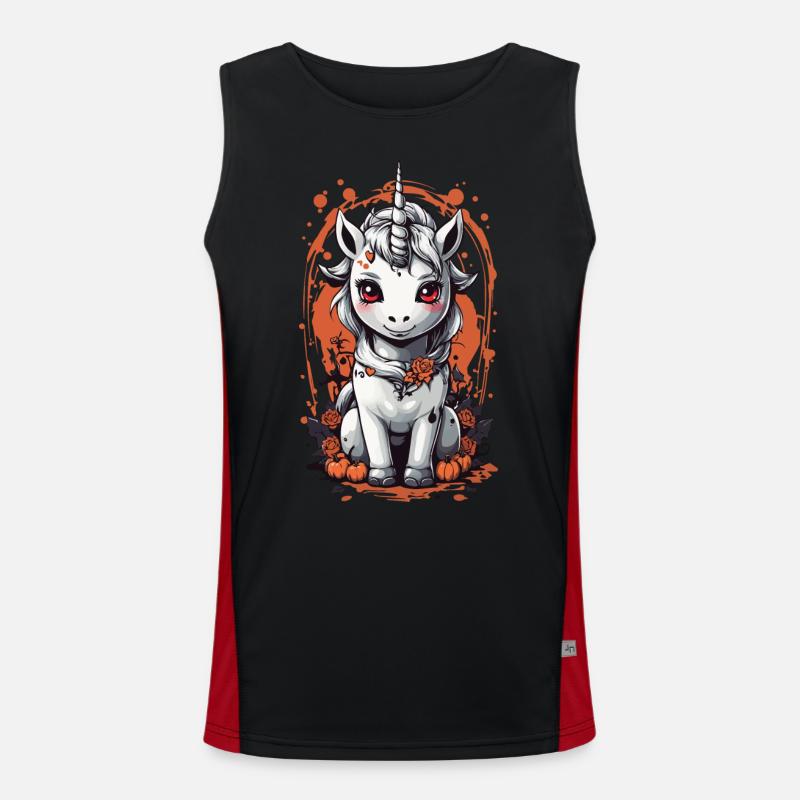 Ghostly Vampire Unicorn - Halloween Design Men's Functional Contrast Tank Top 
