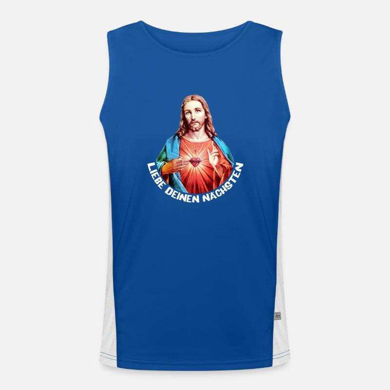 Deinen Nächsten lieben | Jesus Christus Funktionelles Kontrast-Tank Top für Männer 