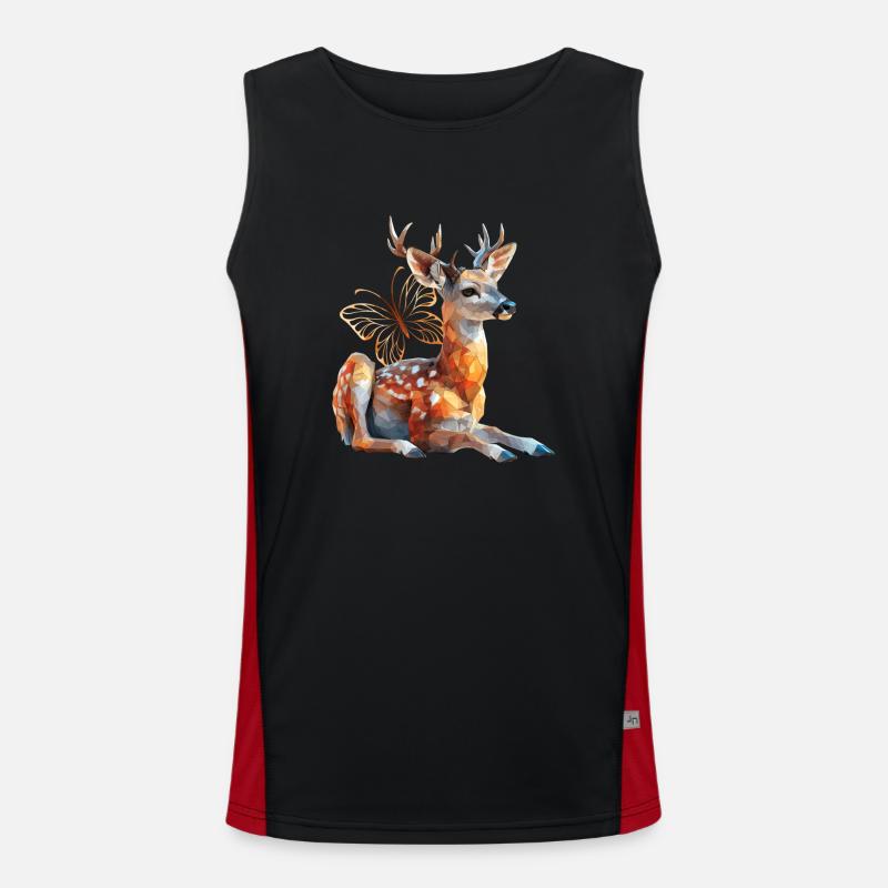 Deer - Men's Functional Contrast Tank Top - black/red