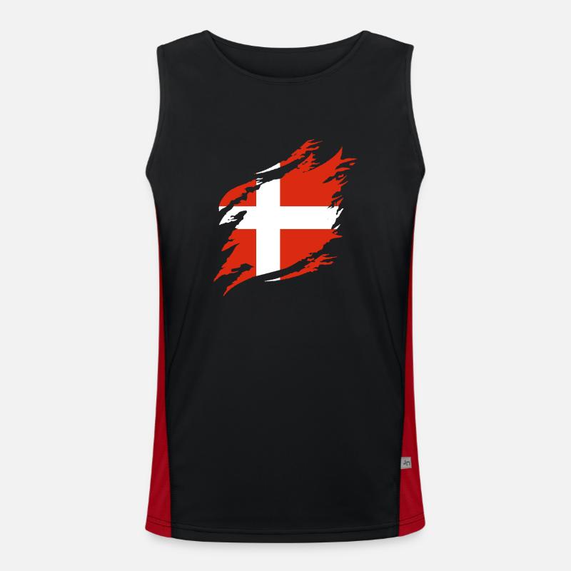Danemark Drapeau Scandinavie Drapeau danois Voyage Débardeur respirant contrasté Homme 