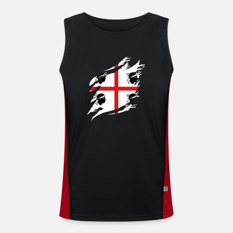 Drapeau de la Sardaigne Drapeau sarde Drapeau de la Sardaigne Débardeur respirant contrasté Homme 