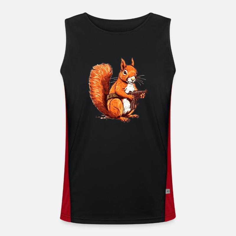 Unique and heavily armed squirrel - Men's Functional Contrast Tank Top  - black/red