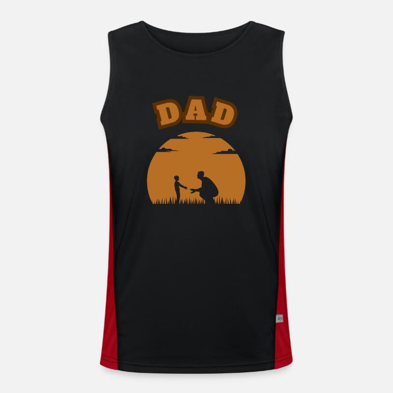 Dad Young Son Brown Funktionelles Kontrast-Tank Top für Männer 