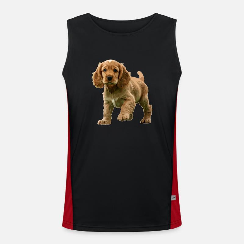 Cocker Spaniel puppy - Men's Functional Contrast Tank Top - black/red