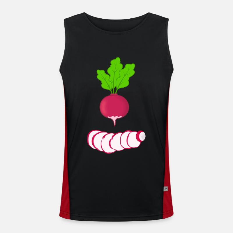 Rotes Radies mit Blättern Gemüse Radieschen Funktionelles Kontrast-Tank Top für Männer 
