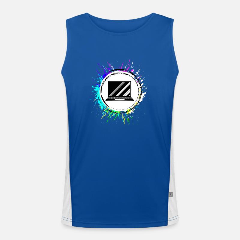 Laptop Symbol Bunt Funktionelles Kontrast-Tank Top für Männer 
