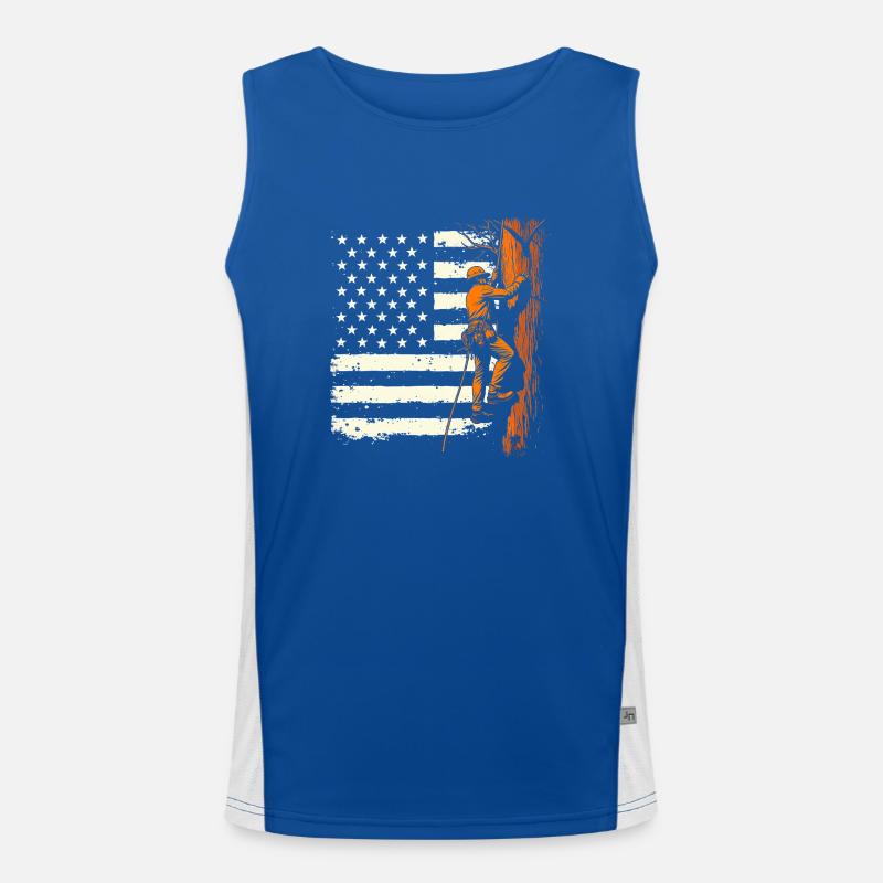 Baumpfleger Flagge Wald Holzfäller Geschenk Funktionelles Kontrast-Tank Top für Männer 