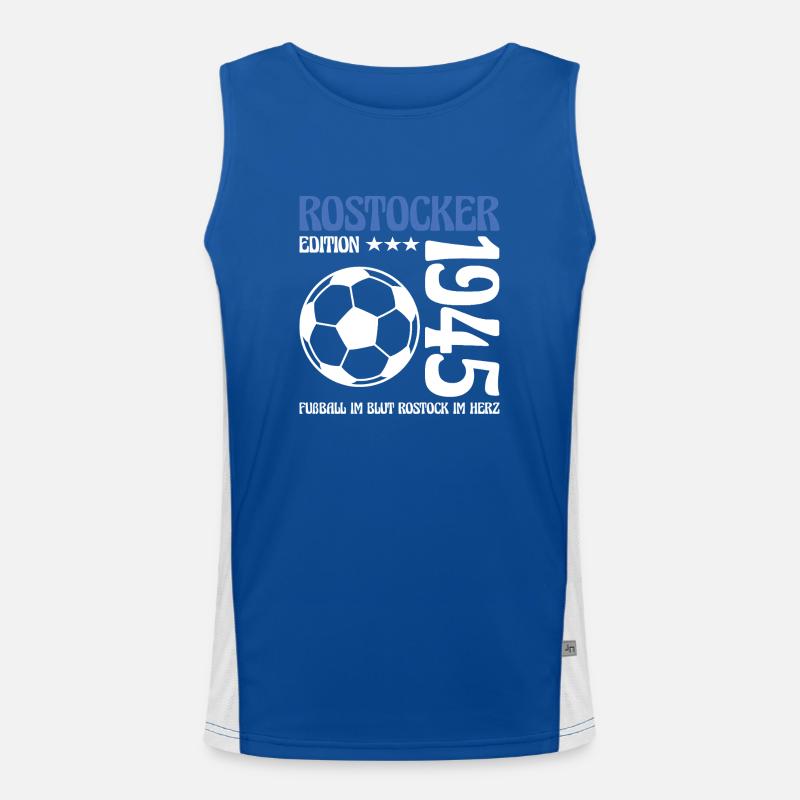 Rostocker Geburtstag 1945 Fußball Geschenk Funktionelles Kontrast-Tank Top für Männer 