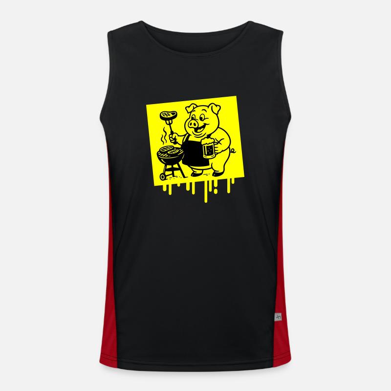 Pork Grilling Beer Men's Functional Contrast Tank Top 
