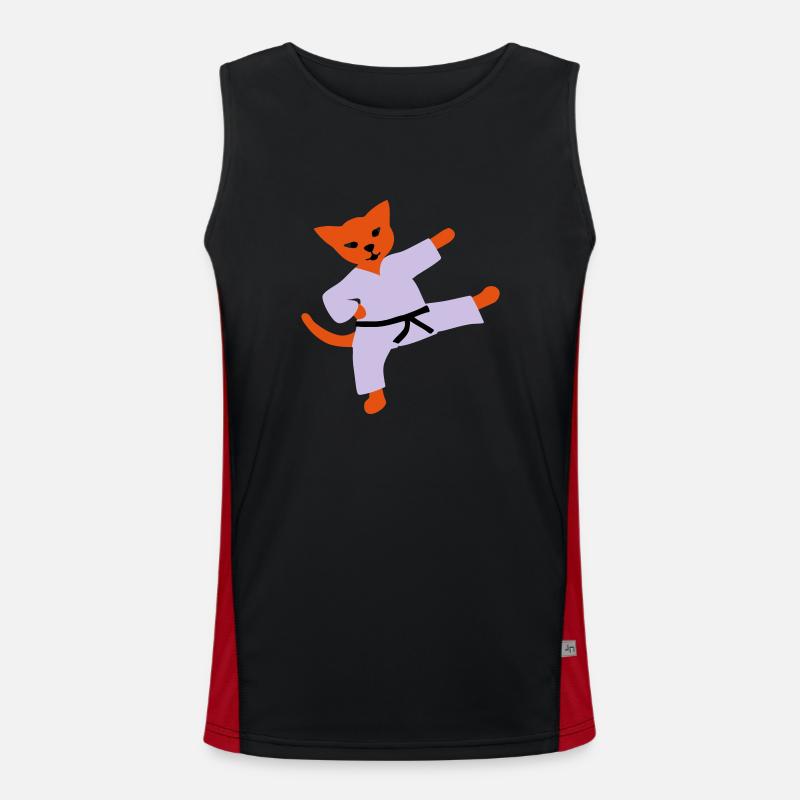 taekwondo katze Funktionelles Kontrast-Tank Top für Männer 