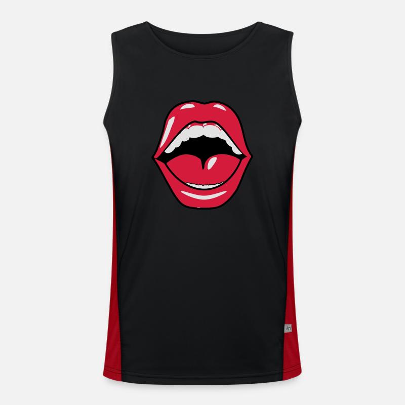 mouth teeth tongue call Men's Functional Contrast Tank Top 