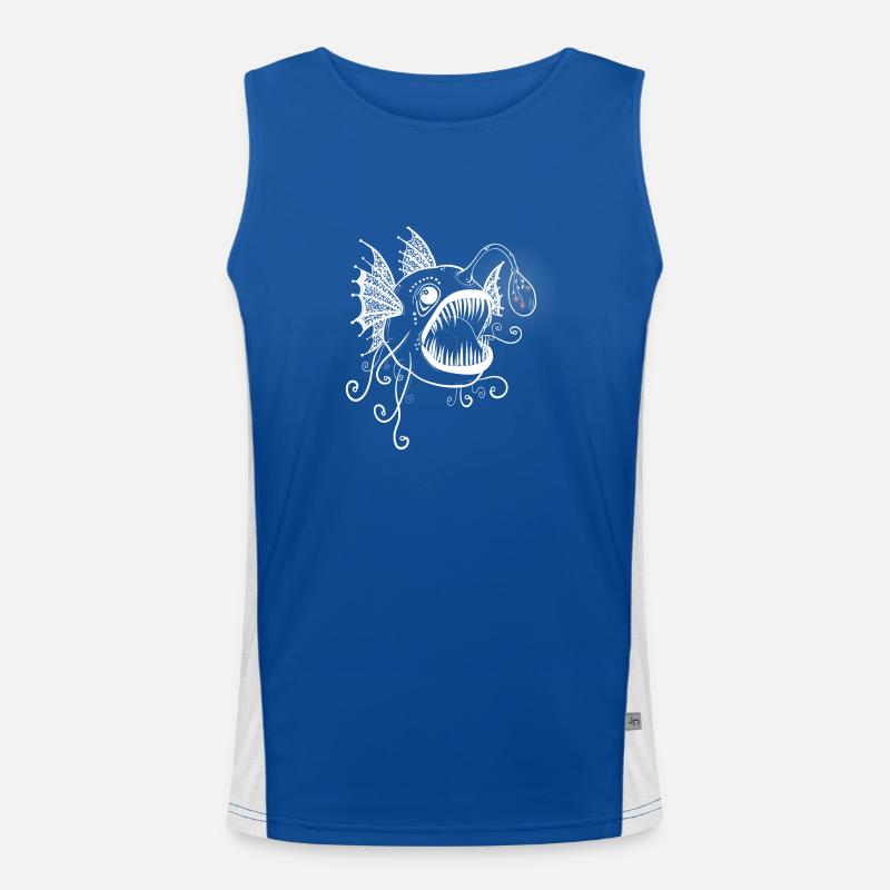Anglerfisch mit Glühbirne mit Blumen Funktionelles Kontrast-Tank Top für Männer 