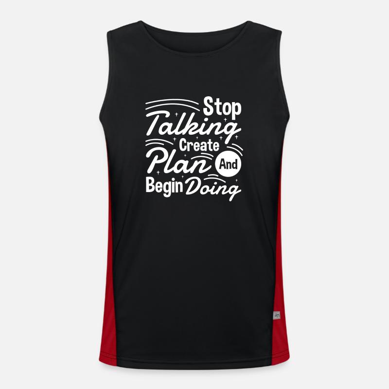 Stop Talking Create Plan and Begin Doing Hard Work - Men's Functional Contrast Tank Top  - black/red