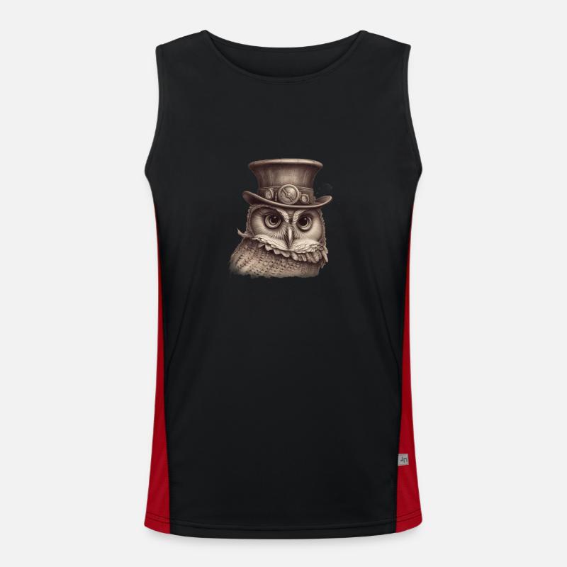 Steampunk Eule 1 Funktionelles Kontrast-Tank Top für Männer 
