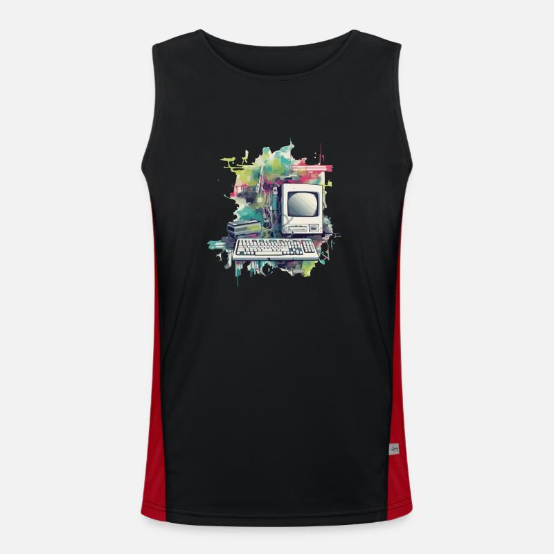 Vintage-Computer Funktionelles Kontrast-Tank Top für Männer 