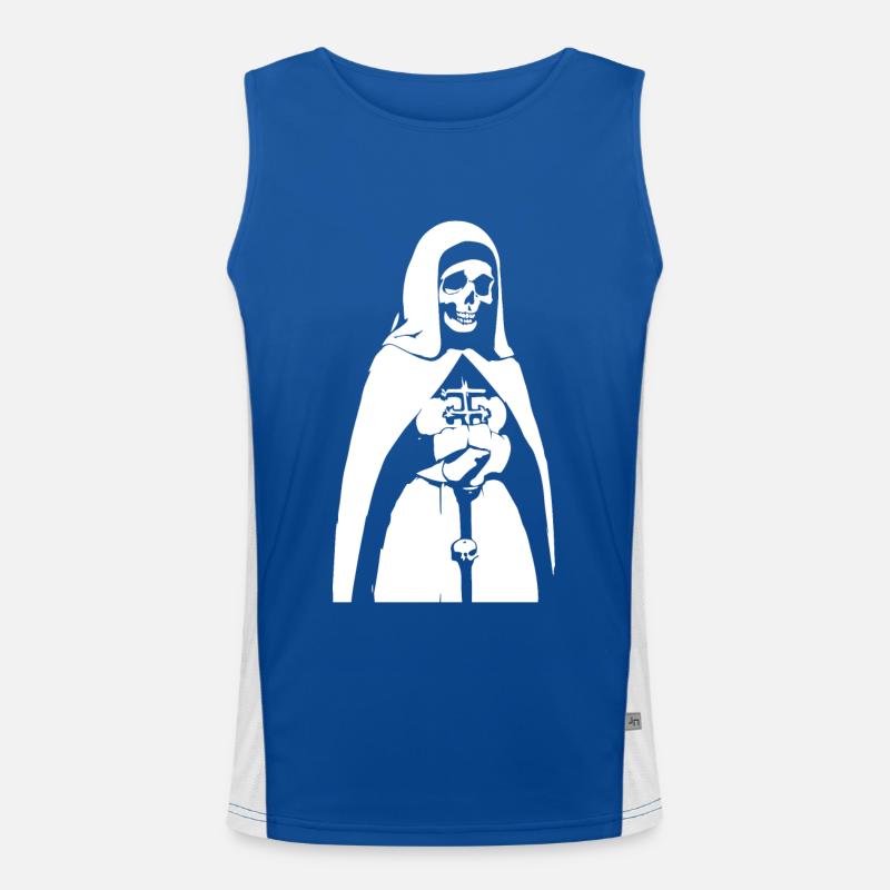 Step into the Shadows Unique Horror Nun, Satanic, Men's Functional Contrast Tank Top 