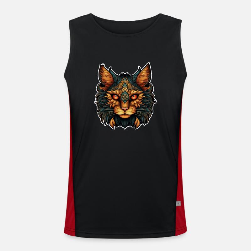 Mythical Cat - Einzigartiger T-Shirt-Print Funktionelles Kontrast-Tank Top für Männer 