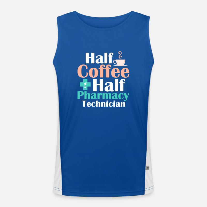 Half Coffee Half Pharmacy Technician Medical Tech Funktionelles Kontrast-Tank Top für Männer 