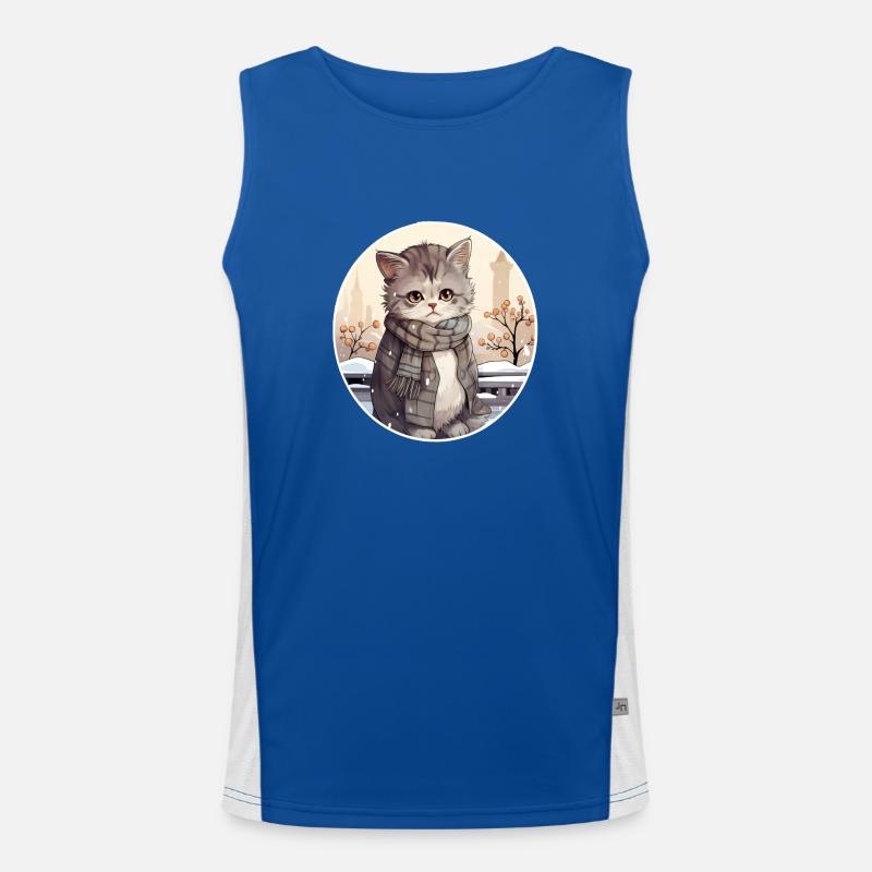 Stadtkatze im Schnee Funktionelles Kontrast-Tank Top für Männer 