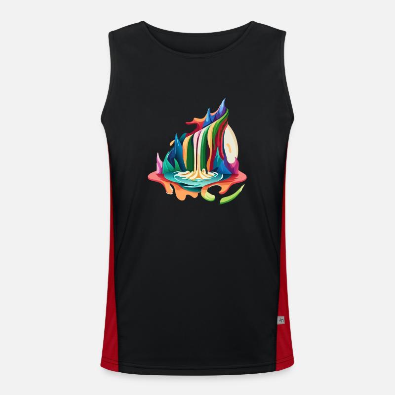 Regenbogen Wasserfall Funktionelles Kontrast-Tank Top für Männer 