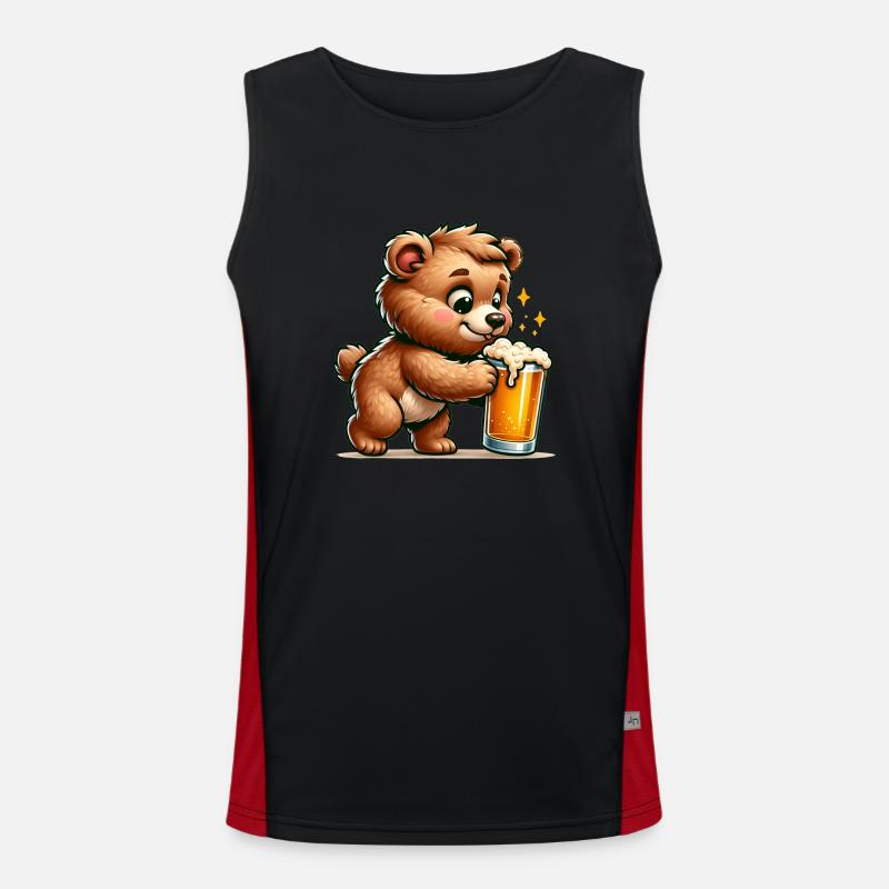 Cute Bear Drinking Beer Funktionelles Kontrast-Tank Top für Männer 