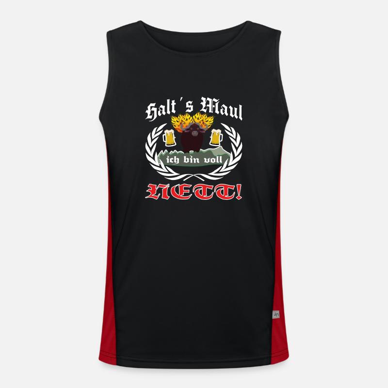 Halts Maul ich bin voll Nett mit feurigen Büffel Funktionelles Kontrast-Tank Top für Männer 